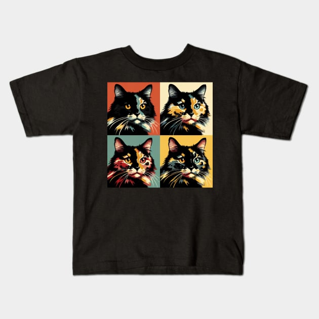 Tortoiseshell Pop Art - Cat Lovers Kids T-Shirt by PawPopArt
